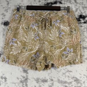 Cynthia Rowley Linen Shorts‎ Womens Size Large Drawstring Floral Boho Hippie